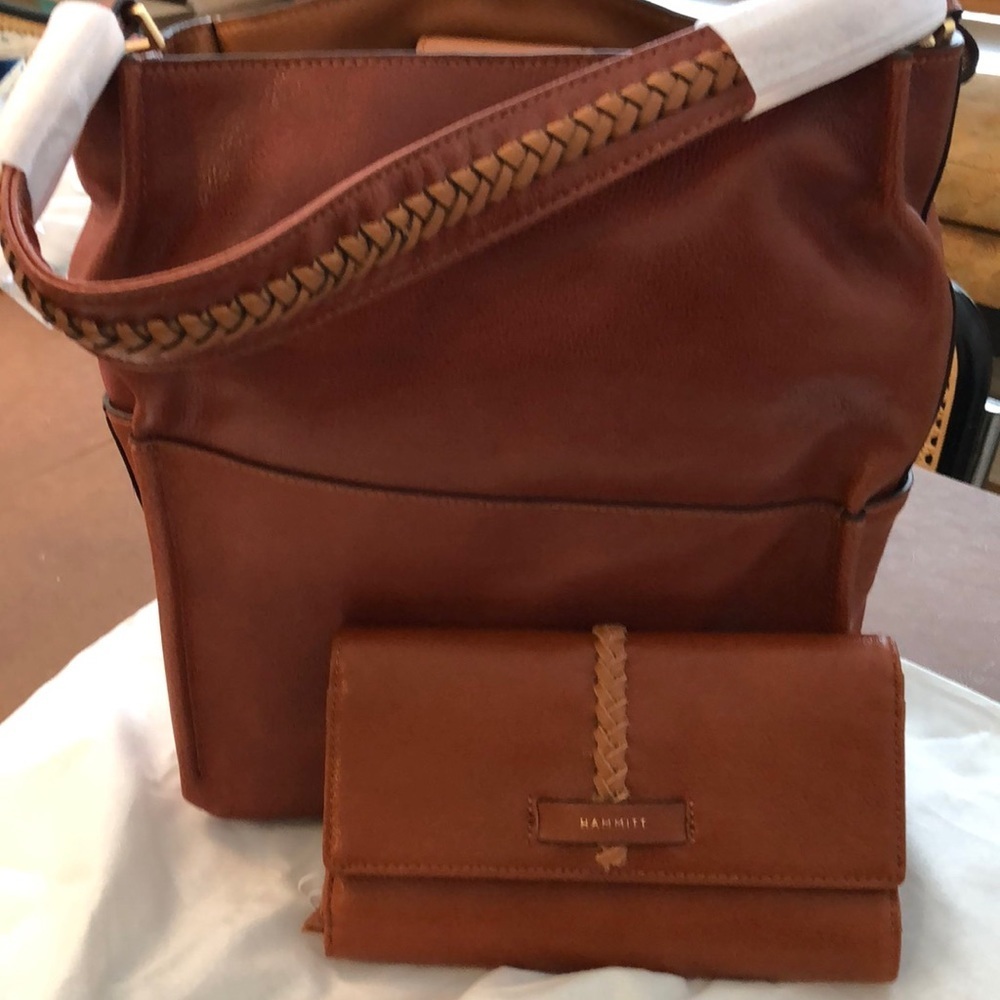 Hammitt Davis Medium Shoulder Bag & Benjamin Wallet In Manzanita Tan Nwt